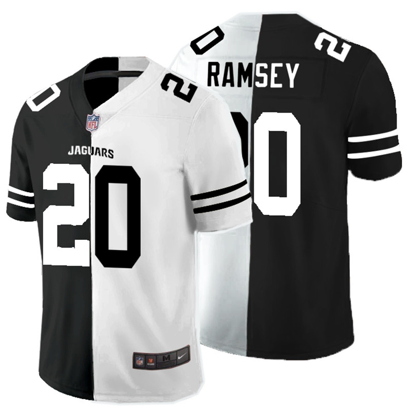 Men's Los Angeles Rams #20 Jalen Ramsey Black & White Split Limited Stitched Jersey